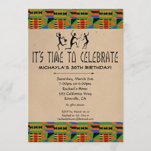 Tribal Safari Party Invitation - Kente Cloth