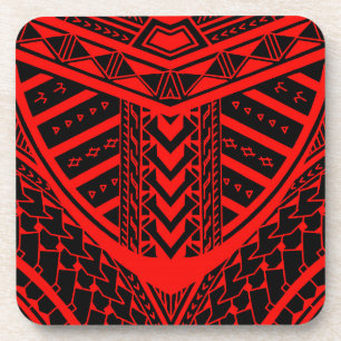Tribal Samoan tattoo design in symmetry Coaster
