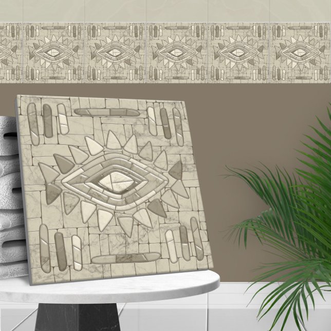 Tribal Sand Mosaic Art  Ceramic Tile (Creator Uploaded)