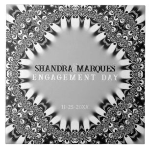 Tribal Satin + Silver Engagement Keepsake Gift Ceramic Tile