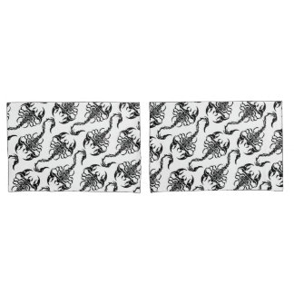 Tribal Scorpion Black and White Pattern Pillowcase