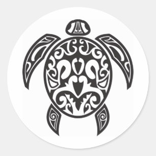 Tribal Sea Turtle Classic Round Sticker