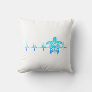 Tribal Sea Turtle Heartbeat EKG Cushion