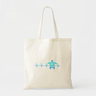 Tribal Sea Turtle Heartbeat EKG Tote Bag
