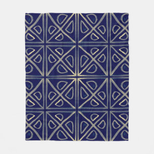 Tribal Seamless Blue Geometric Pattern. Striped Ha Fleece Blanket