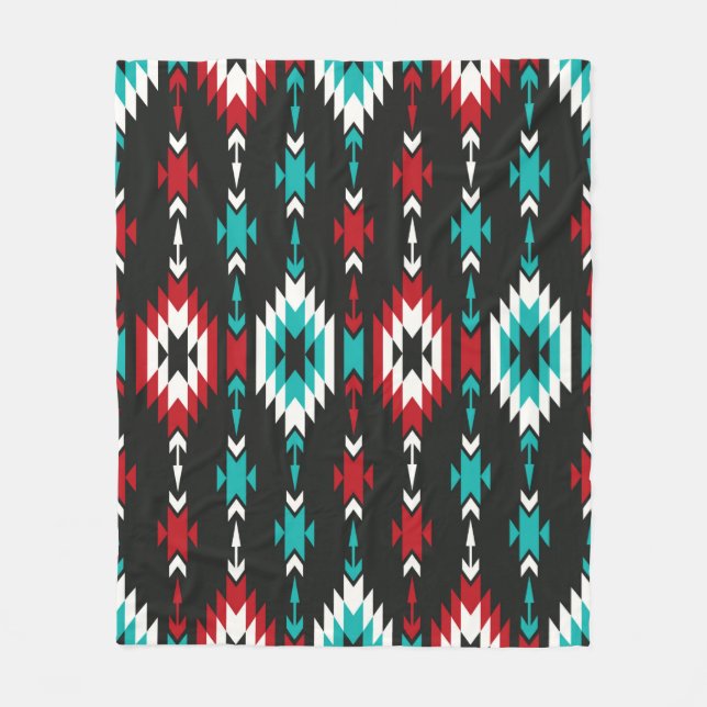 Tribal seamless colourful geometric pattern. Ethni Fleece Blanket (Front)