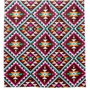 Tribal seamless colourful geometric pattern shower curtain