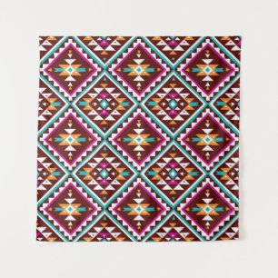 Tribal seamless colourful geometric pattern tapestry