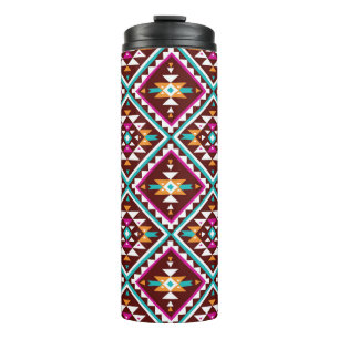 Tribal seamless colourful geometric pattern thermal tumbler