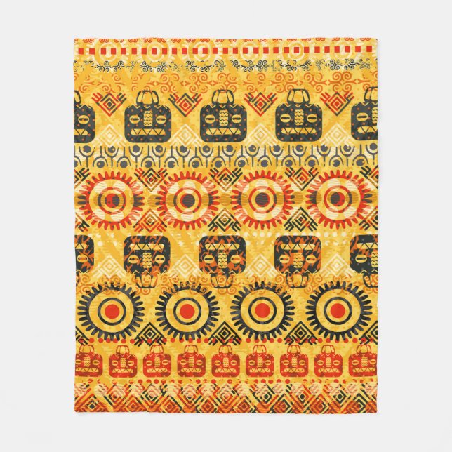 Tribal seamless pattern fleece blanket (Front)