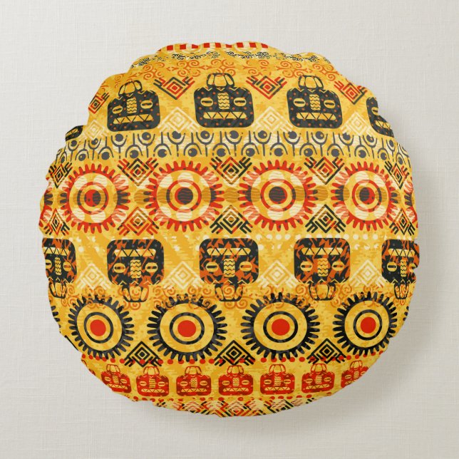 Tribal seamless pattern round cushion (Front)