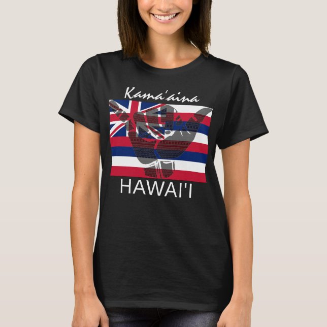 TRIBAL SHAKA (HANG LOOSE) Kamaʻāina HI FLAG BG T-Shirt (Front)
