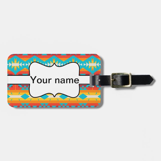 Tribal shapes rows luggage tag (Front Horizontal)