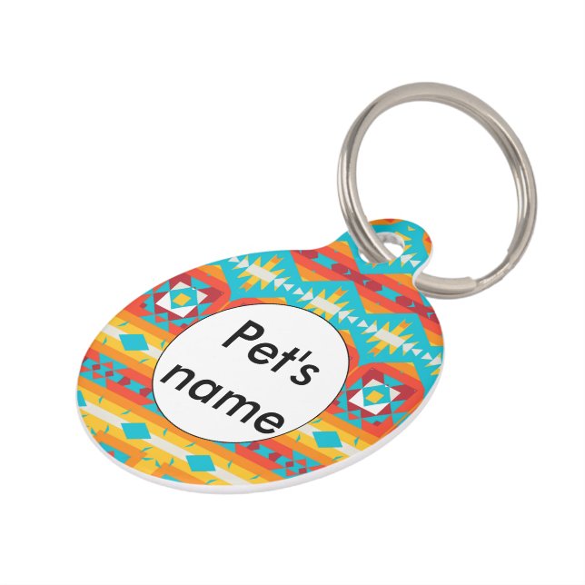 Tribal shapes rows pet tag (Side)