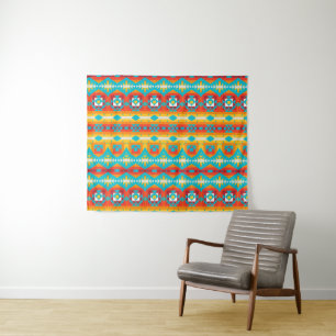 Tribal shapes rows tapestry