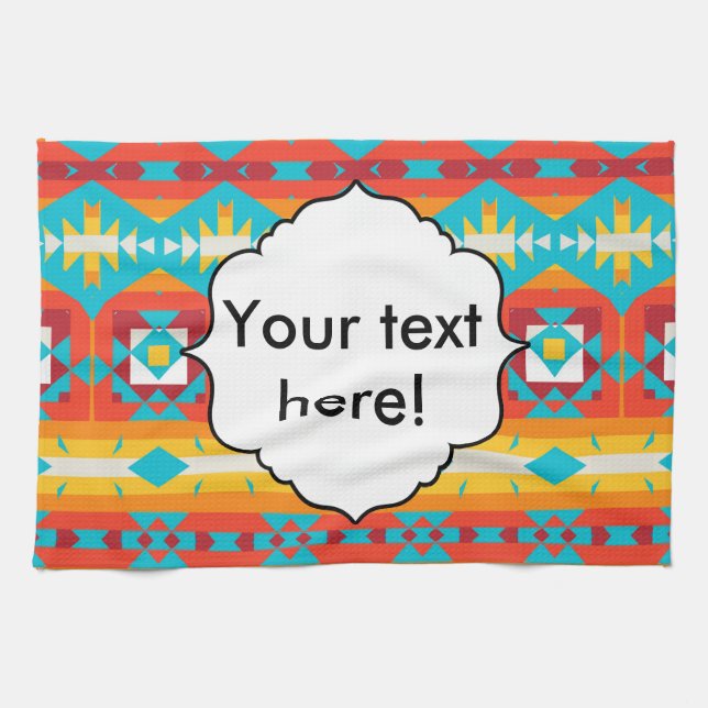 Tribal shapes rows tea towel (Horizontal)
