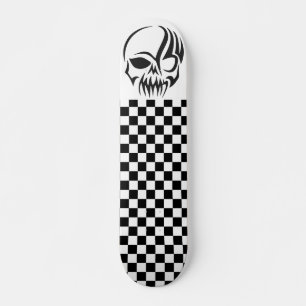 Tribal Skeleton Tattoo & Checkers Skateboard