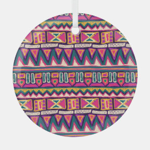 Tribal sketches: hand-drawn aztec pattern. glass tree decoration