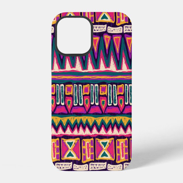 Tribal sketches: hand-drawn aztec pattern. iPhone case (Back)