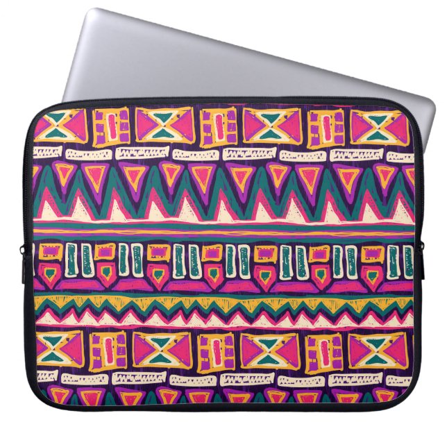 Tribal sketches: hand-drawn aztec pattern. laptop sleeve (Front)