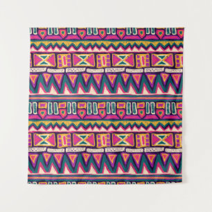 Tribal sketches: hand-drawn aztec pattern. tapestry