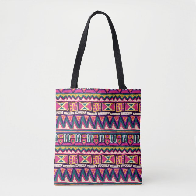 Tribal sketches: hand-drawn aztec pattern. tote bag (Front)