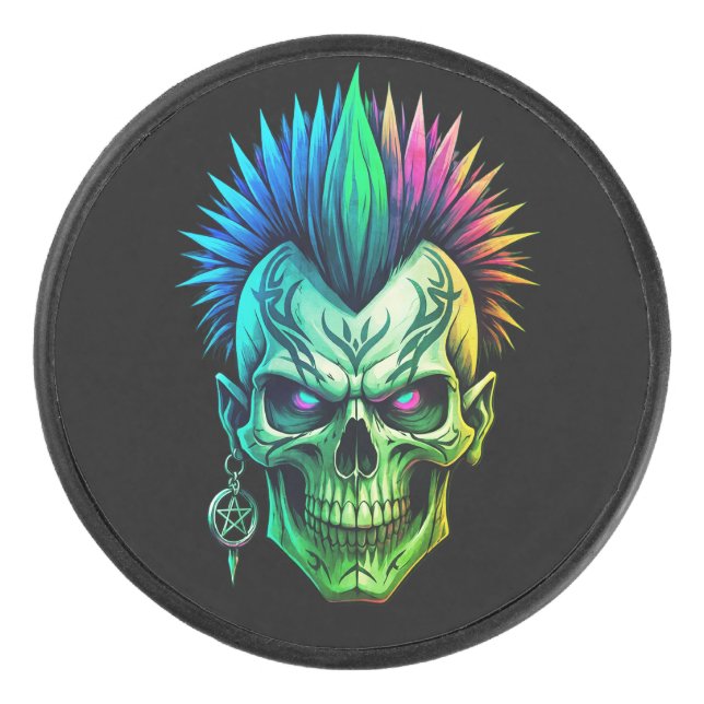Tribal Skull Hockey Puck (Front)