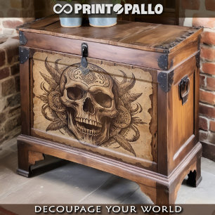 Tribal skull on parchment  tissue paper