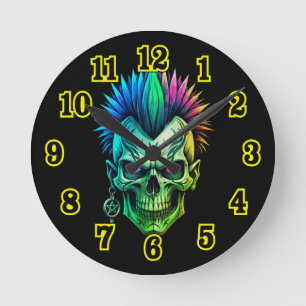 Tribal Skull Round Clock