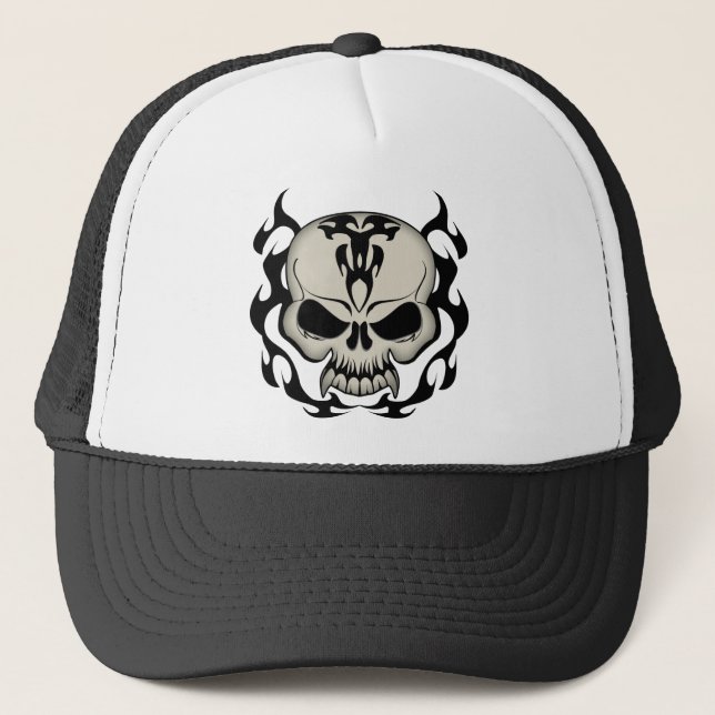 Tribal Skull Trucker Hat (Front)