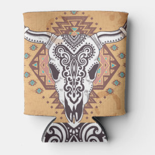 Tribal Skull: Vintage Animal Illustration. Can Cooler