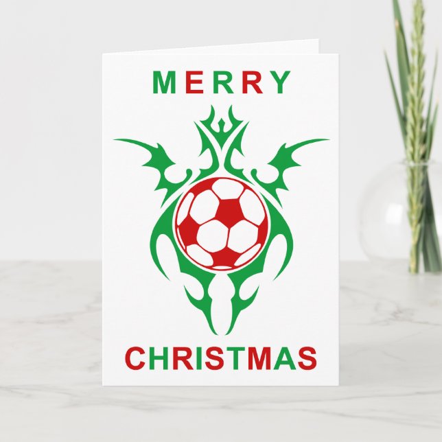 tribal soccer merry christmas holiday card (Front)
