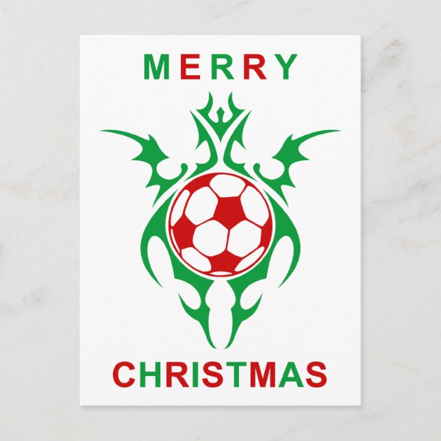tribal soccer merry christmas holiday postcard (Front)