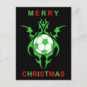 tribal soccer merry christmas holiday postcard