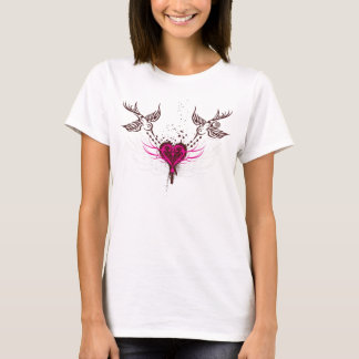 Tribal Sparrows & Heart T-Shirt