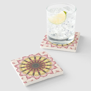 Tribal Spears and Fading Hearts Mandala Stone Coaster