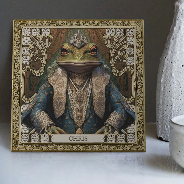 Tribal Spirit Frog Customisable Art Altarpiece Ceramic Tile (Creator Uploaded)