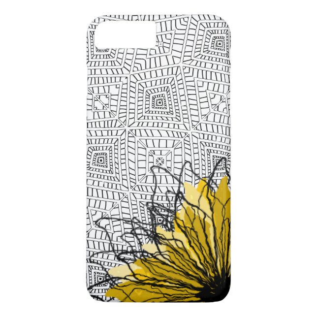 Tribal squares and yellow flower Case-Mate iPhone case (Back)