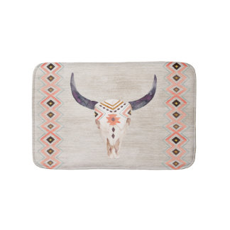 Tribal Steer Skull Southwestern Bath Mat