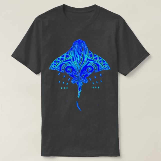Tribal Stingray Ocean Marine Life T-Shirt (Design Front)
