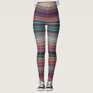 Tribal striped abstract pattern design leggings