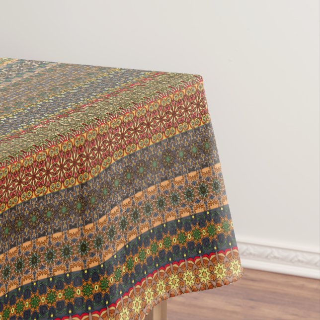 Tribal striped abstract pattern design tablecloth (In Situ)