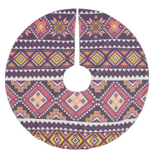 Tribal striped, geometric seamless pattern. brushed polyester tree skirt