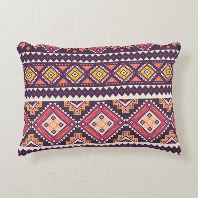 Tribal striped, geometric seamless pattern. decorative cushion (Front)