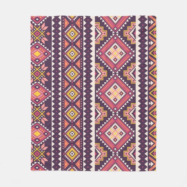 Tribal striped, geometric seamless pattern. fleece blanket (Front)