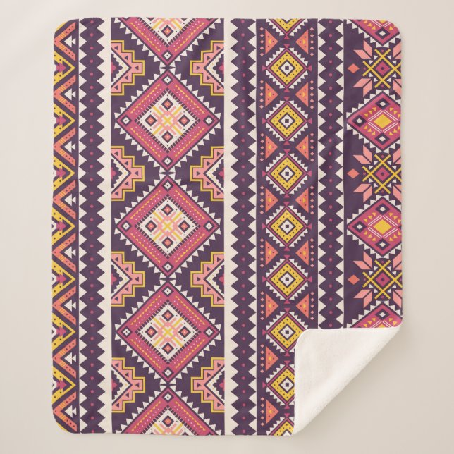 Tribal striped, geometric seamless pattern. sherpa blanket (Front)