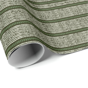 tribal stripes rustic green deep forest green wrapping paper