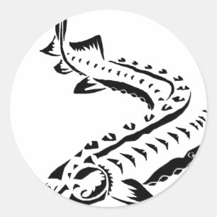 Tribal Sturgeon - Huso Beluga Classic Round Sticker