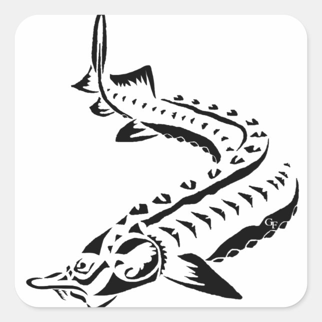 Tribal Sturgeon - Huso Beluga Square Sticker (Front)