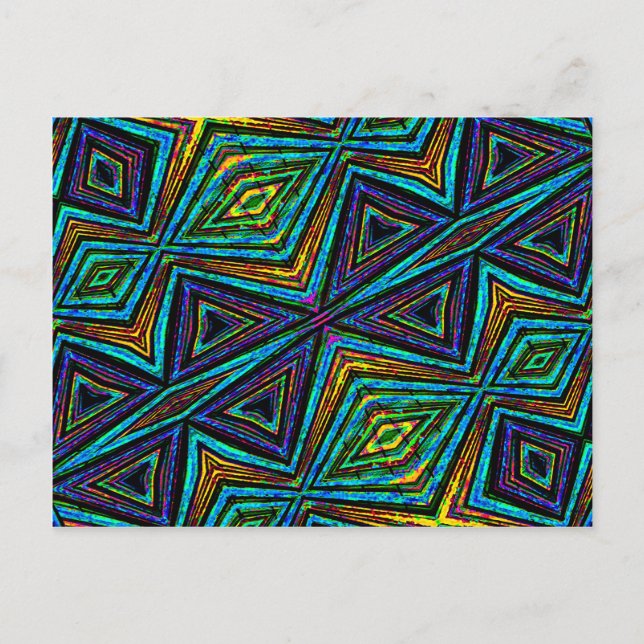 Tribal Style Colourful Geometric Pattern Postcard (Front)